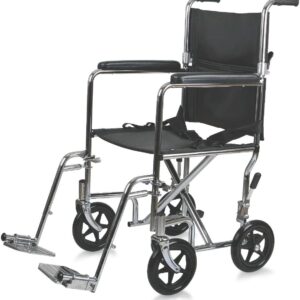 Steel Transport Chair with 19-Inch Wide Seat, Full-Length Arms & Swing-Away Footrests – Chrome Frame