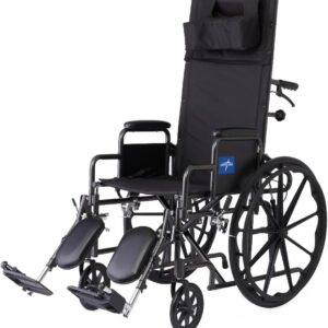 Reclining Wheelchair, Desk-Length Arms and Elevating Leg Rests, 16" x 18" Seat (W x D) Compatible