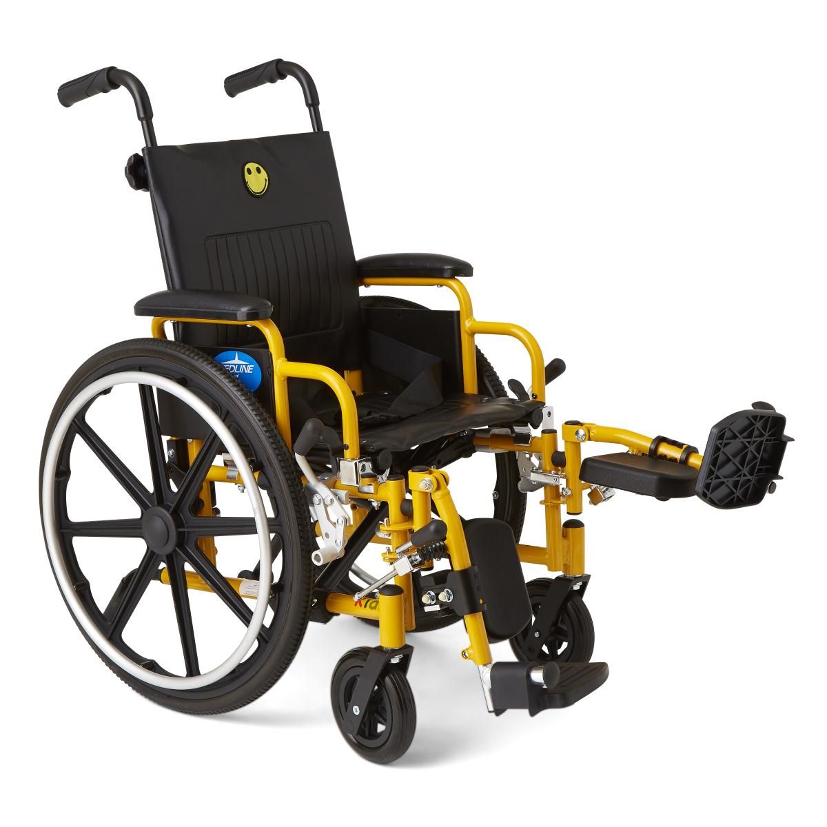 Excel Pediatric Wheelchair with Elevating Legrests 14in Seat 250lbs Yellow 1Ct - Image 2