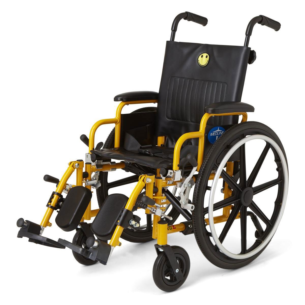 Excel Pediatric Wheelchair with Elevating Legrests 14in Seat 250lbs Yellow 1Ct - Image 5