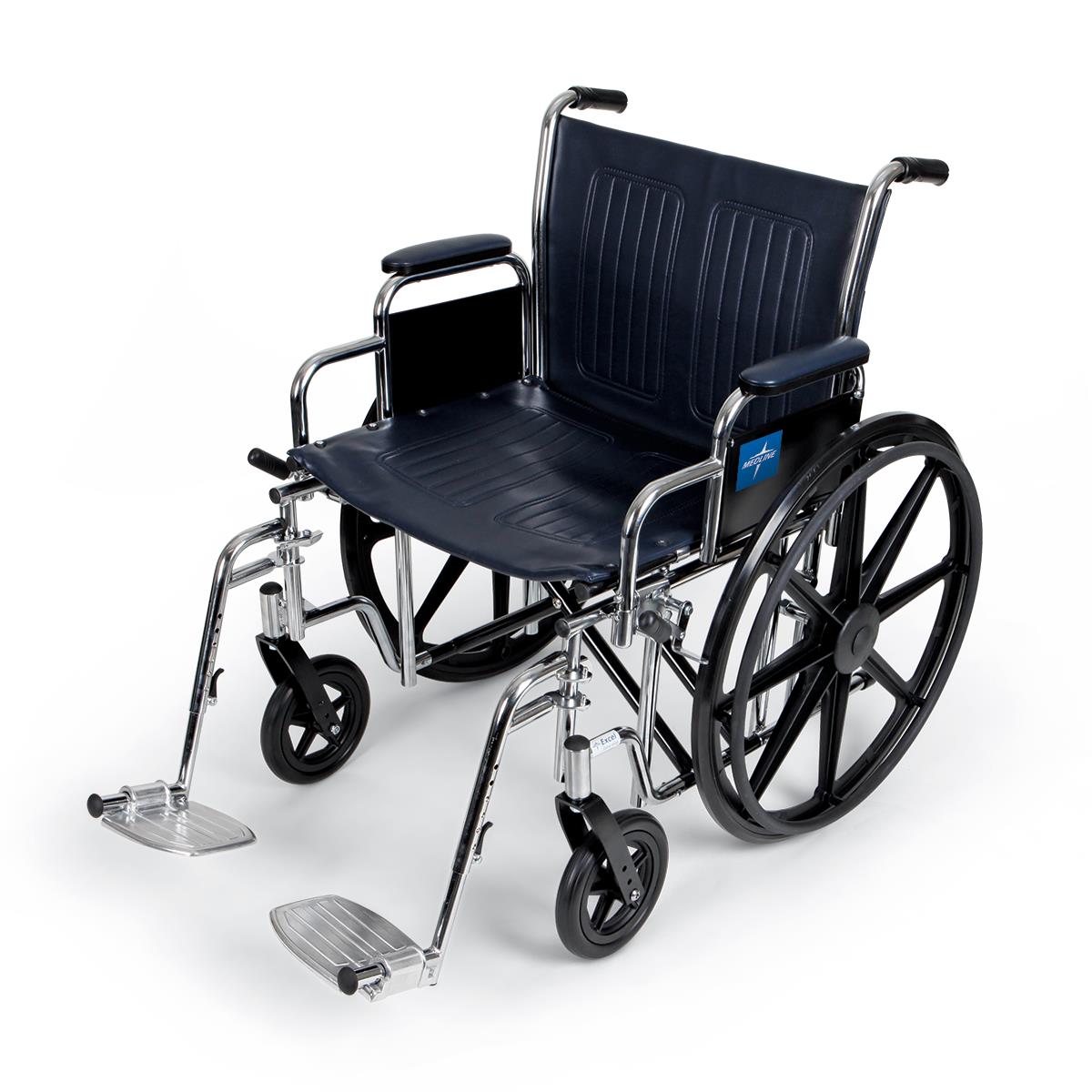 Excel Extra-Wide Wheelchair, 20" Seat, Removable Desk-Length Arms, Swing-Away Footrests