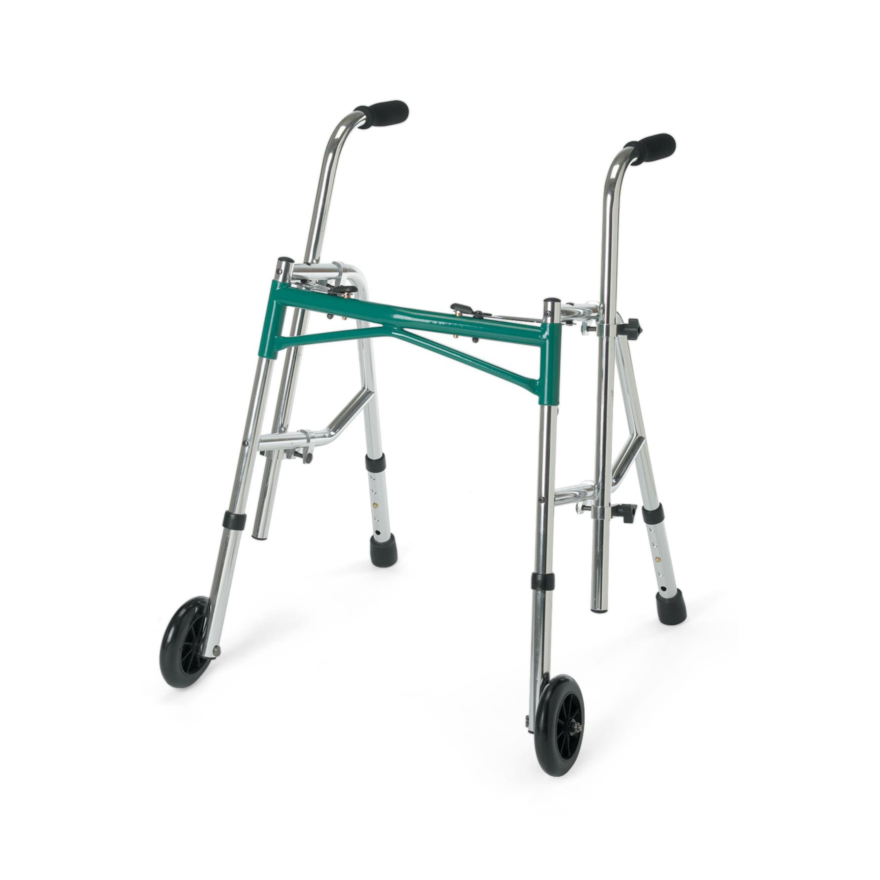 Two-Button Folding Walker, Tweener, Adjustable Height from 24" to 36" (61 to 91.4 cm), 9.5